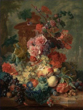 Klassik Blumen Werke - Fruchtstück mit Skulpturen Jan van Huysum klassische Blumen